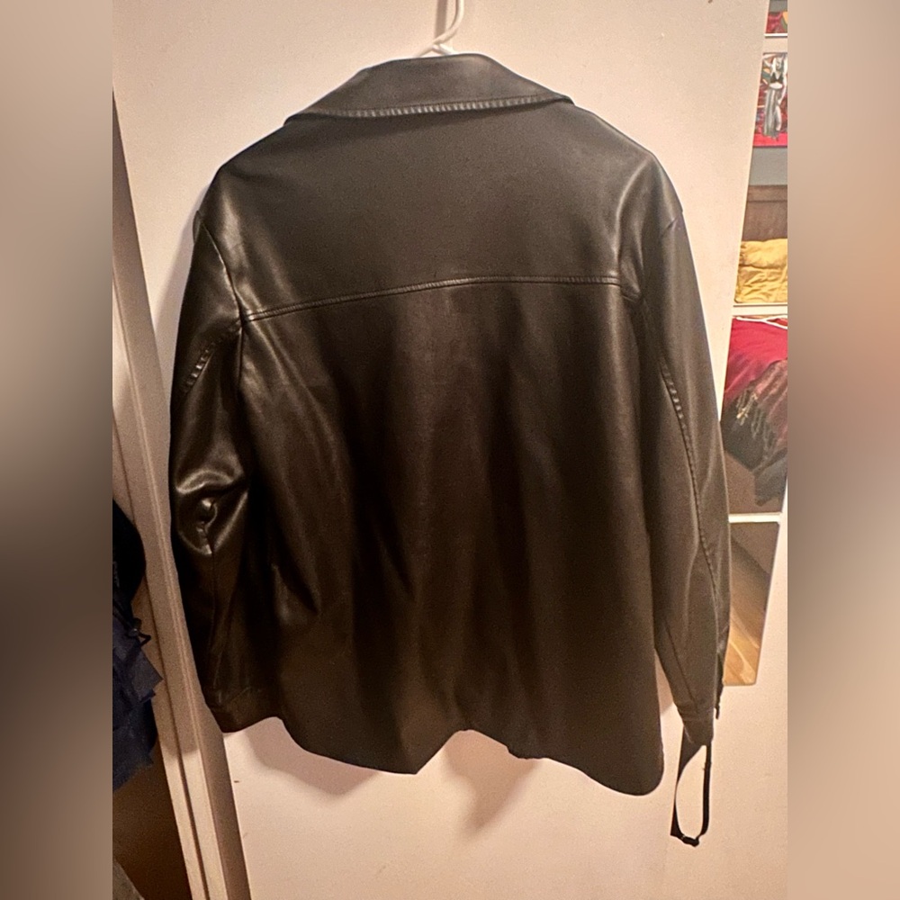 Faux Leather Button Down Jacket - image 7